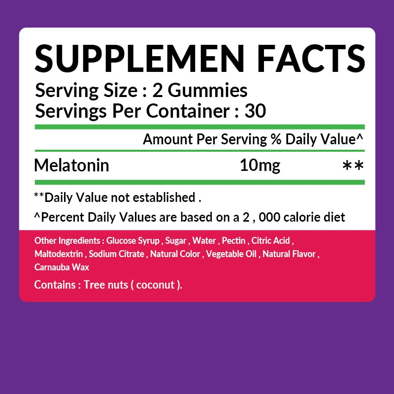 Melatonin Gummies 10 Mg - Fall Asleep Naturally, Fight Insomnia, Boost Immunity, Improve Rest Quality - 60 Gummies