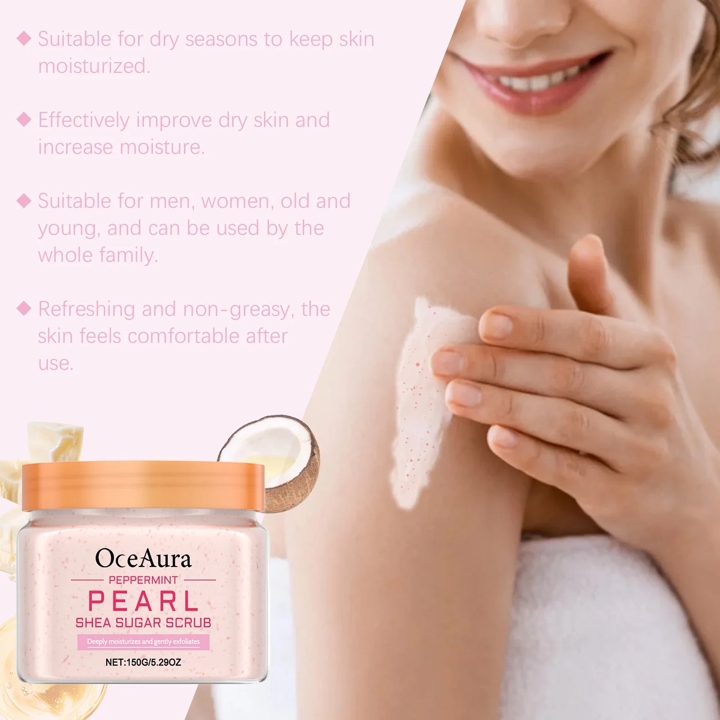 Mint Pearl Body Scrub Cream Mild Remove Dead Skin Enhance Smoothness Moisturizing Deep Cleaning Body Exfoliating Cream