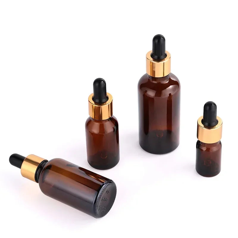 28PCS Gold Dropper Bottle 1oz/2oz Essential Oil Glass Aromatherapy Liquid Drop for Massage Pipette Bottles Refillable
