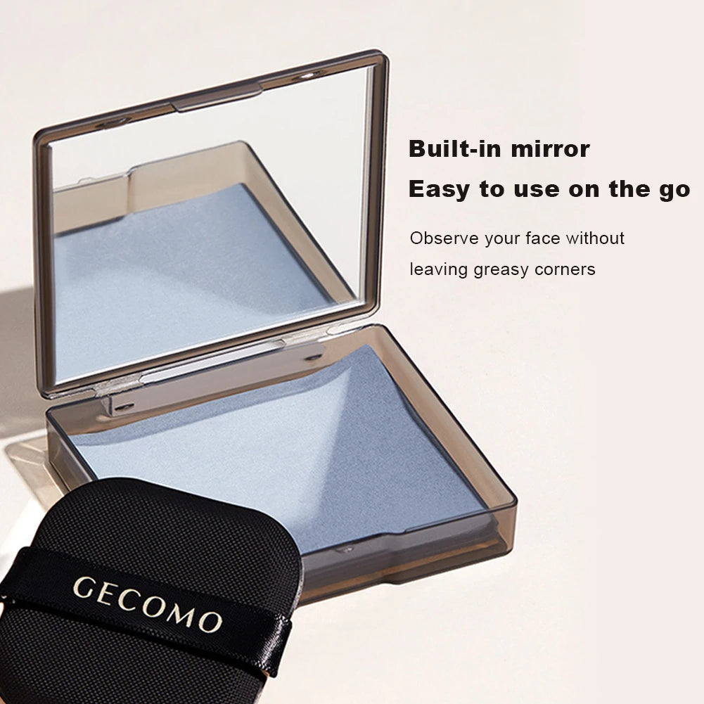 100 Sheets Oil Control Paper with Case & Powder Puff Face Blotting Paper Bamboo Charcoal Face Oil Blotting Sheets for Oily Skin