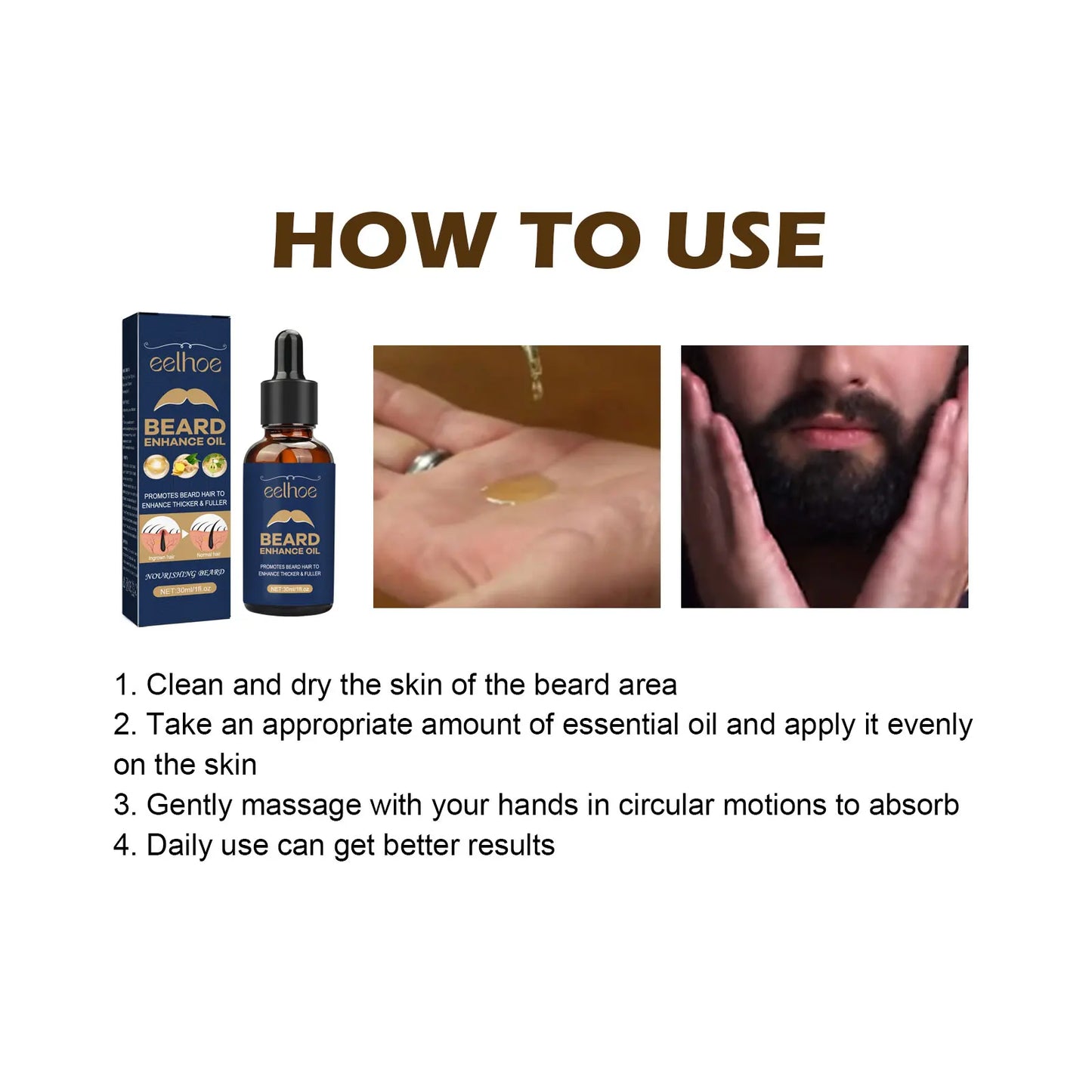 Men's Beard Care Oil Moisturizing Smooth Strong Root Nourishing Thick Beard Oil Shaving Essential Oil