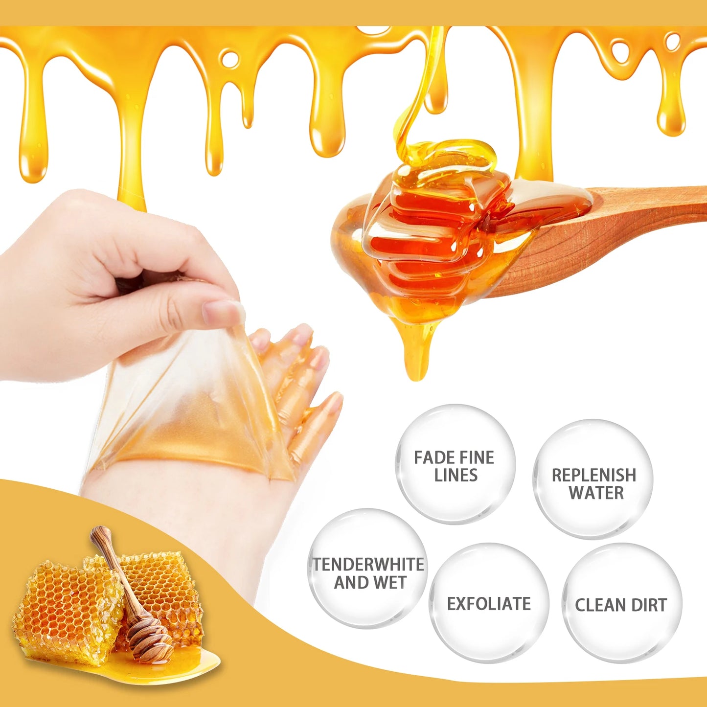 Nourishing Honey Hand Wax Mask 24k Gold Moisturizing Exfoliating Care Whitening Firming Smooth Hands Cream Hydrating Hand Cream