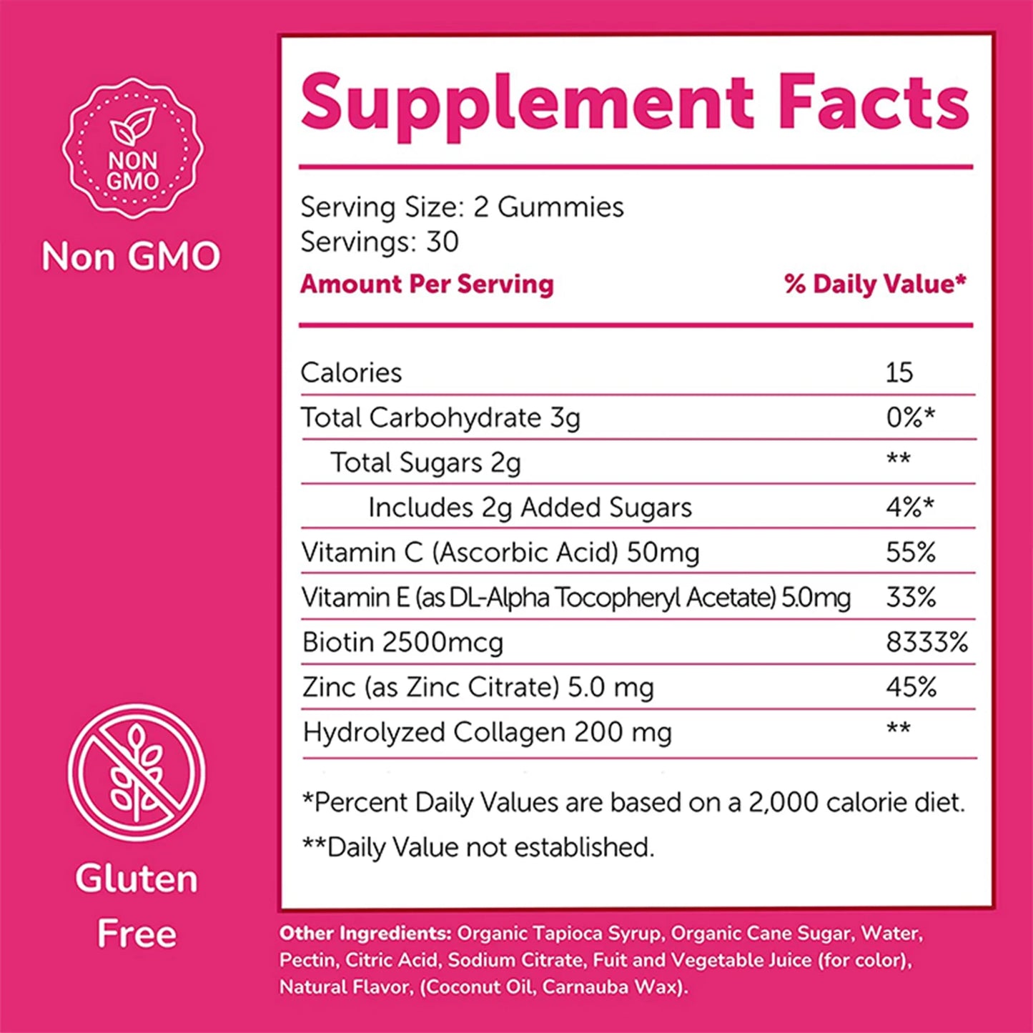 Collagen Gummies - with Biotin, Zinc, Vitamins C - for Skin, Nails and Hair Health - 60 Gummies