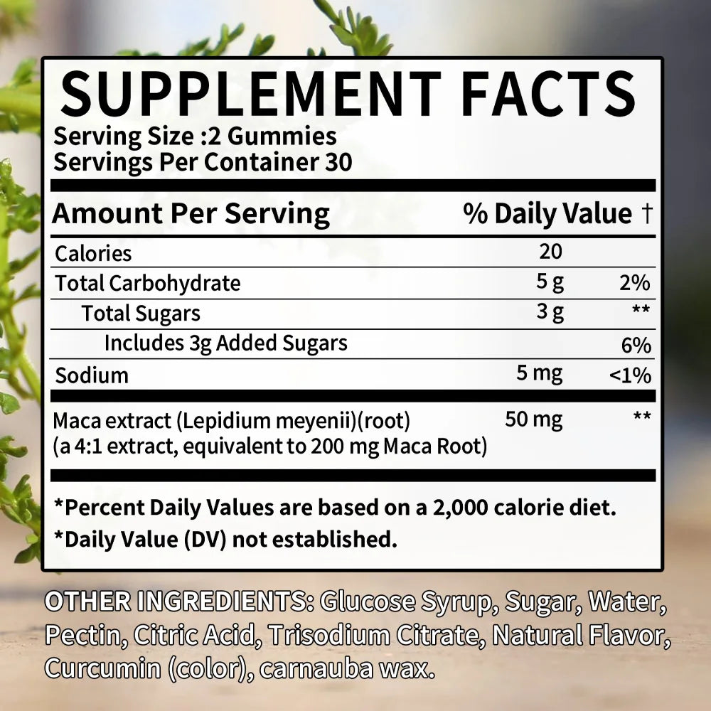 Workout Supplements Maca Root Gummies - Reproductive Health Energy, Motivation, Balanced Energy, Enhanced Endurance