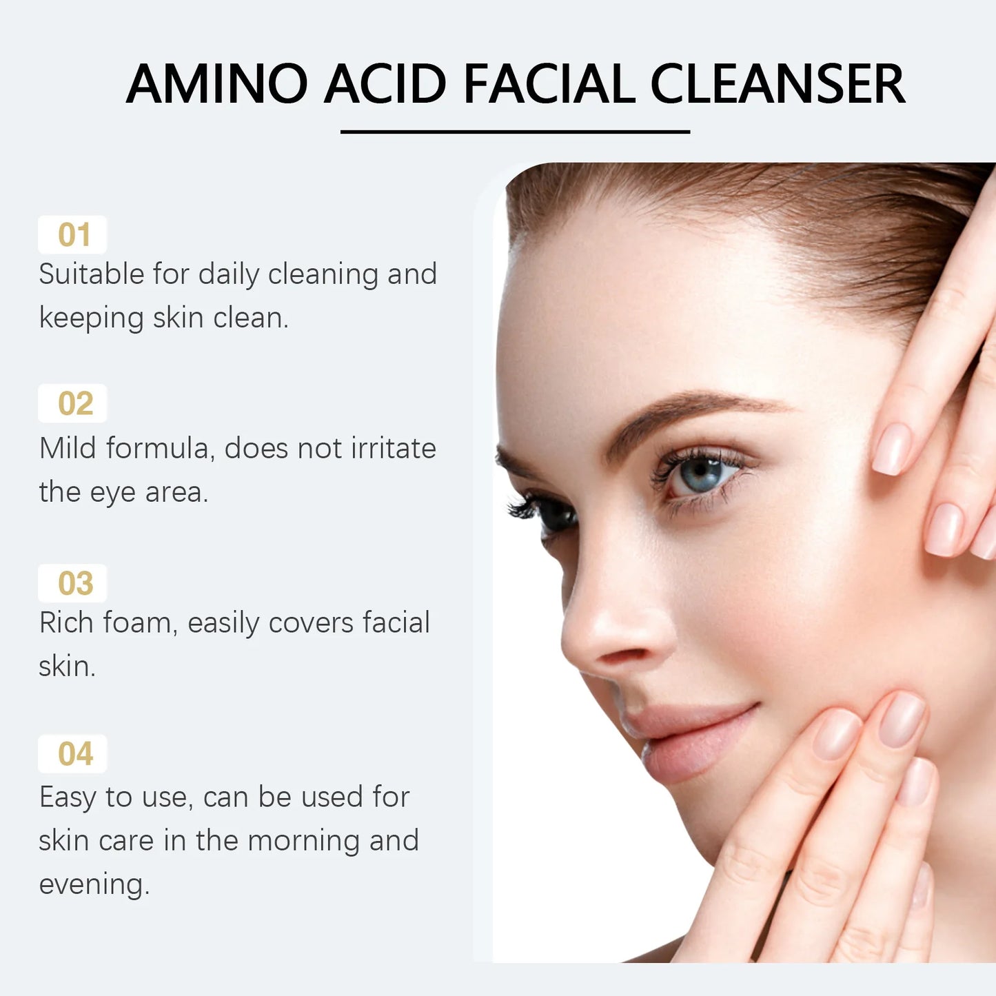 Amino Acid Foam Facial Cleanser Gentle Clean Blackheads Remove Shrink Pores Nourish Skin Hydrate Refreshing Cleanser