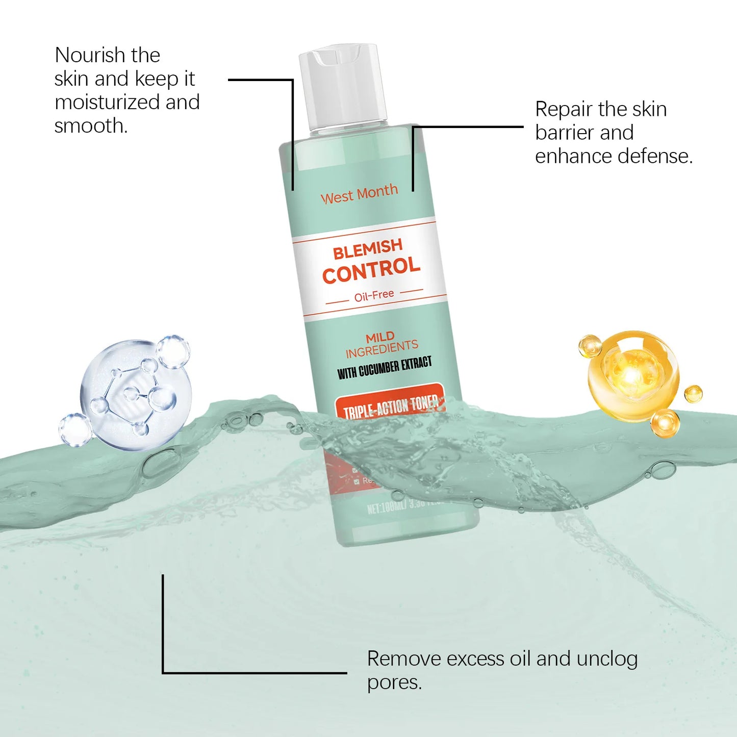 Anti Acne Facial Toner Shrink Pores Nourish Face Hydrating Oil Control Repair Pimple Acne Soothe Face Toner