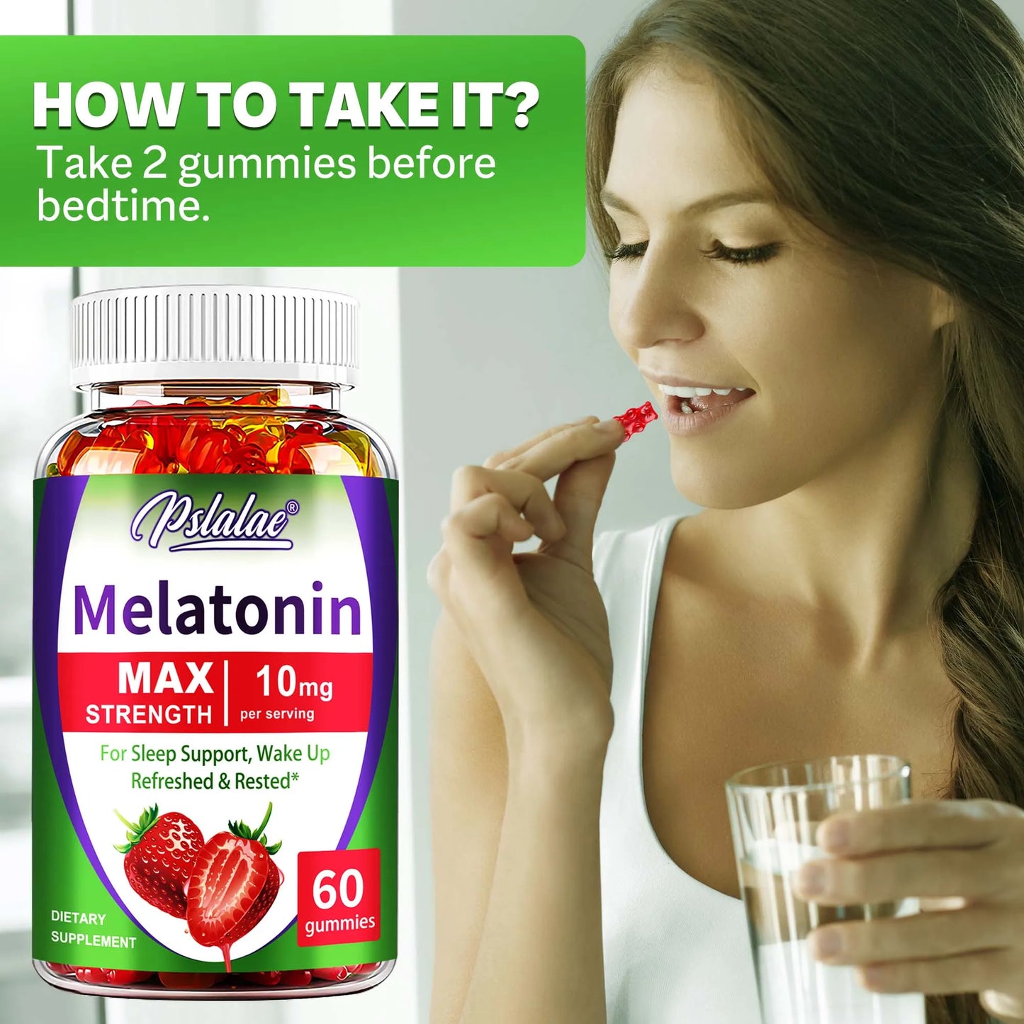 Melatonin Gummies 10mg - Support Sleep and Help You Fall Asleep Faster, Improve Sleep Quality - 60 Gummies