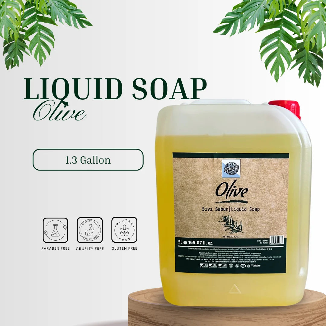 Olive Liquid Soap - 1.3 Gallon (5L) | Paraben-Free, Cruelty-Free, Made in Turkey