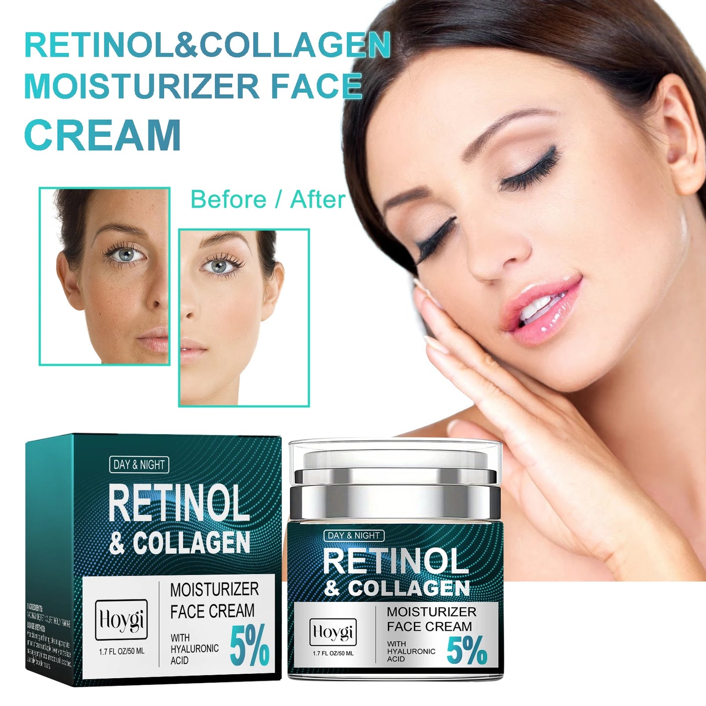 Retinol Face Cream Anti-Wrinkle Reduce Fine Lines Wrinkles Oil Free Moisturize Firm Brighten Natural Face Cream