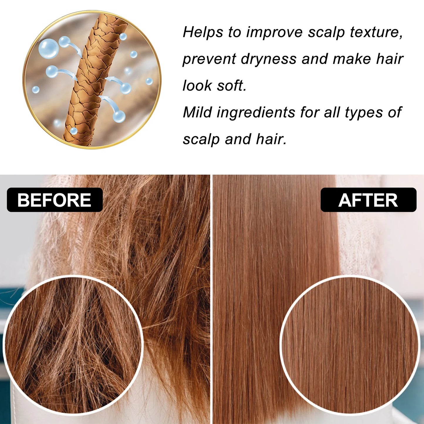 Moisturize Nourish Repair Hair & Scalp Hydrated Soft Light Non-greasy Promotes Thicker Stronger Anti Hair Loss Bi-phase Essence