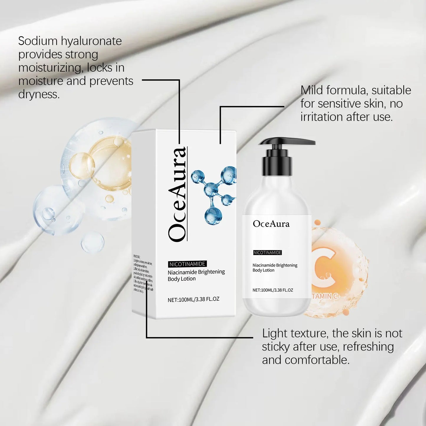 Niacinamide Body Cream Gentle Lasting Moisturizing Relief Dryness Nourishing Whitening Smoothing Skin Body Cream