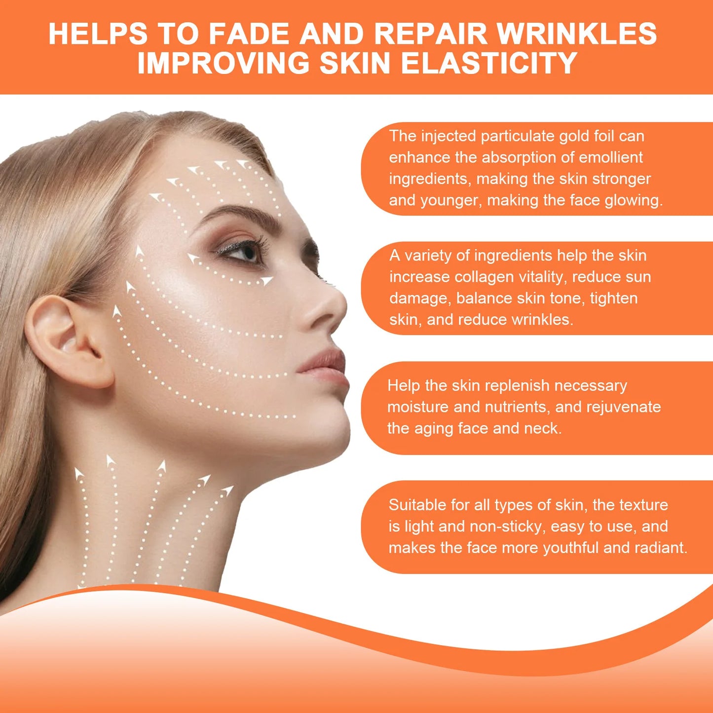 24k Gold Wrinkle Remover Serum Anti Aging Fine Line Reduce Puffiness Firming Moisturizing Brightening Facial Serum