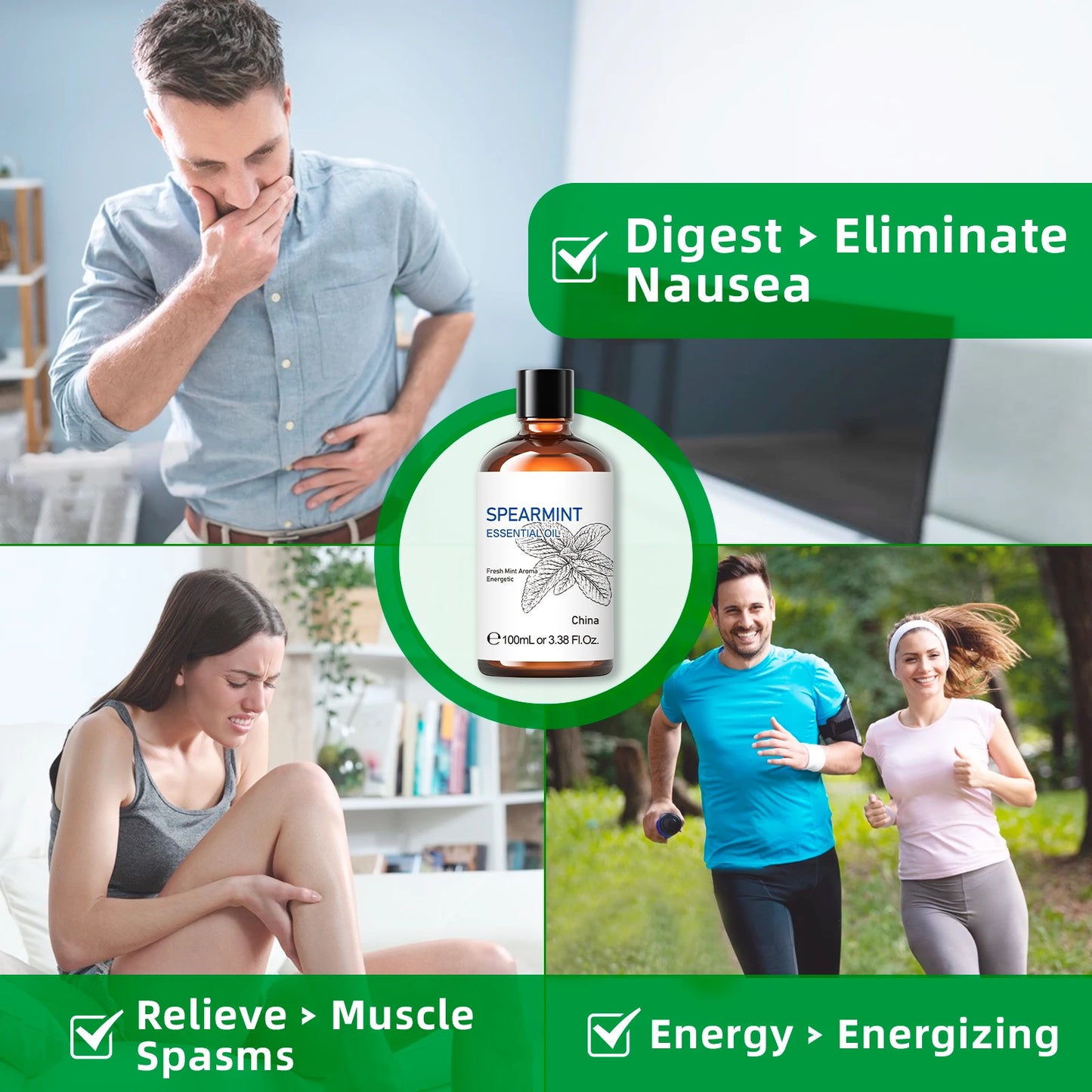 Spearmint Vanilla Rose Cinnamon Lemon Essential Oils,100ML Pure Oil for Diffuser,  Humidifier, Massage Muscle Relief Bath