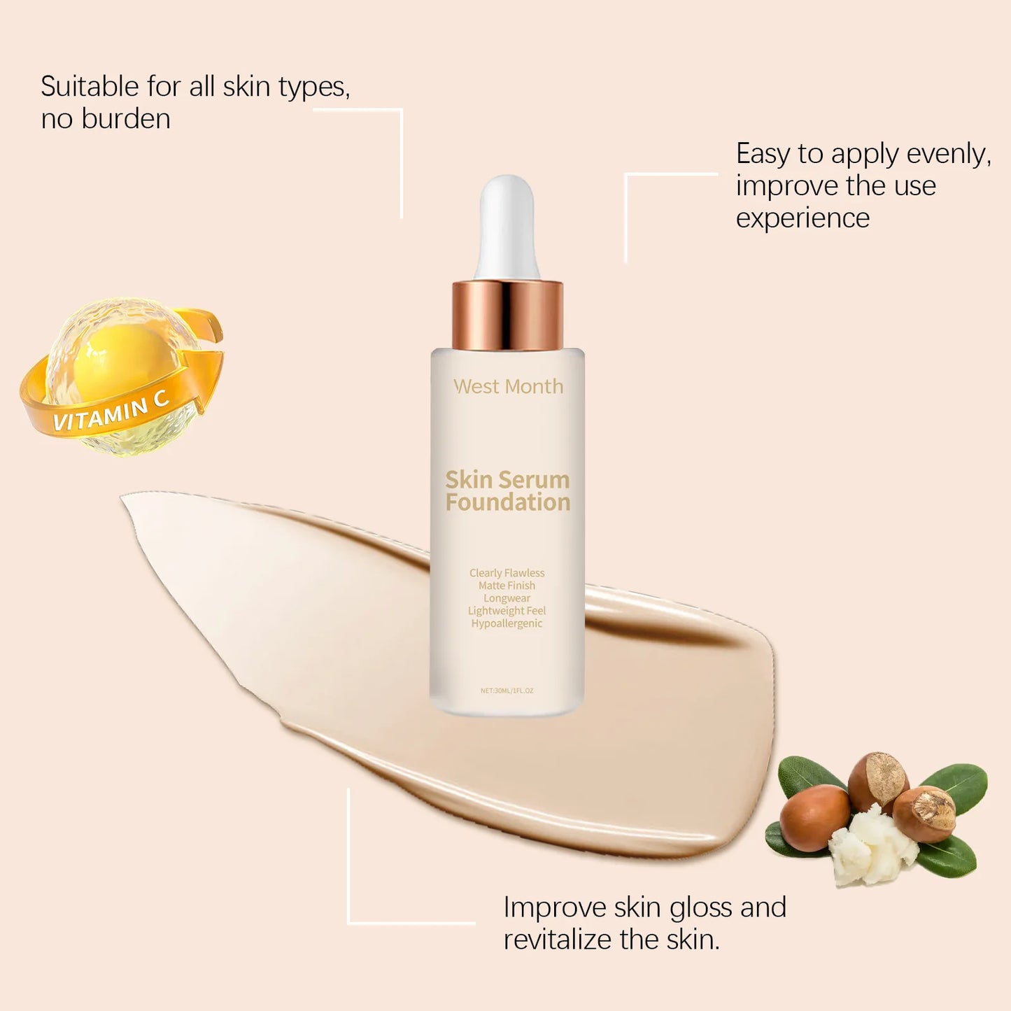 Concealing Foundation Lightweight Base Makeup Waterproof Oil Control Long Lasting Hydrating Matte Foundation