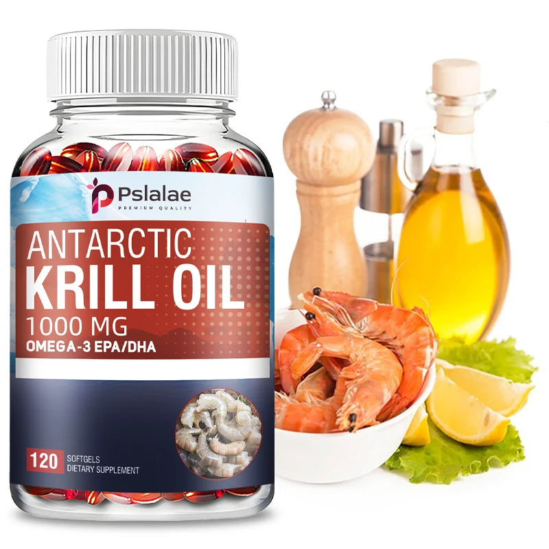 Antarctic Krill Oil 1000mg - Contains OMEGA-3 EPA/DHA for Brain, Joint and Skin Health - 120 Capsules