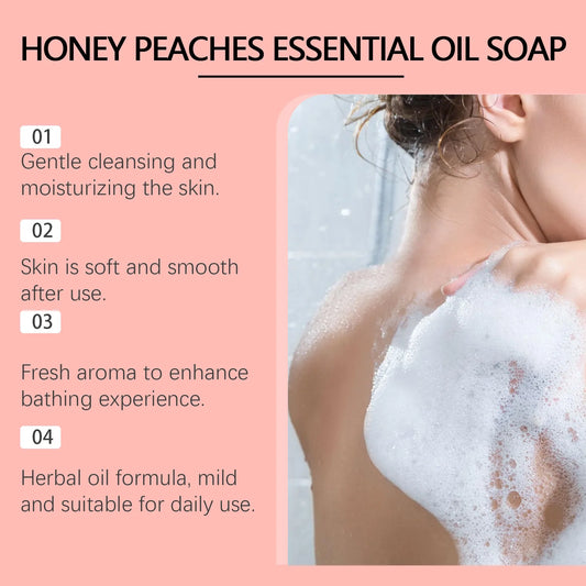 Peach Essential Oil Soap Mild Repair Hydrating Oil Control Fresh Clean Light Fragrance Moisture Lock Dry Relief