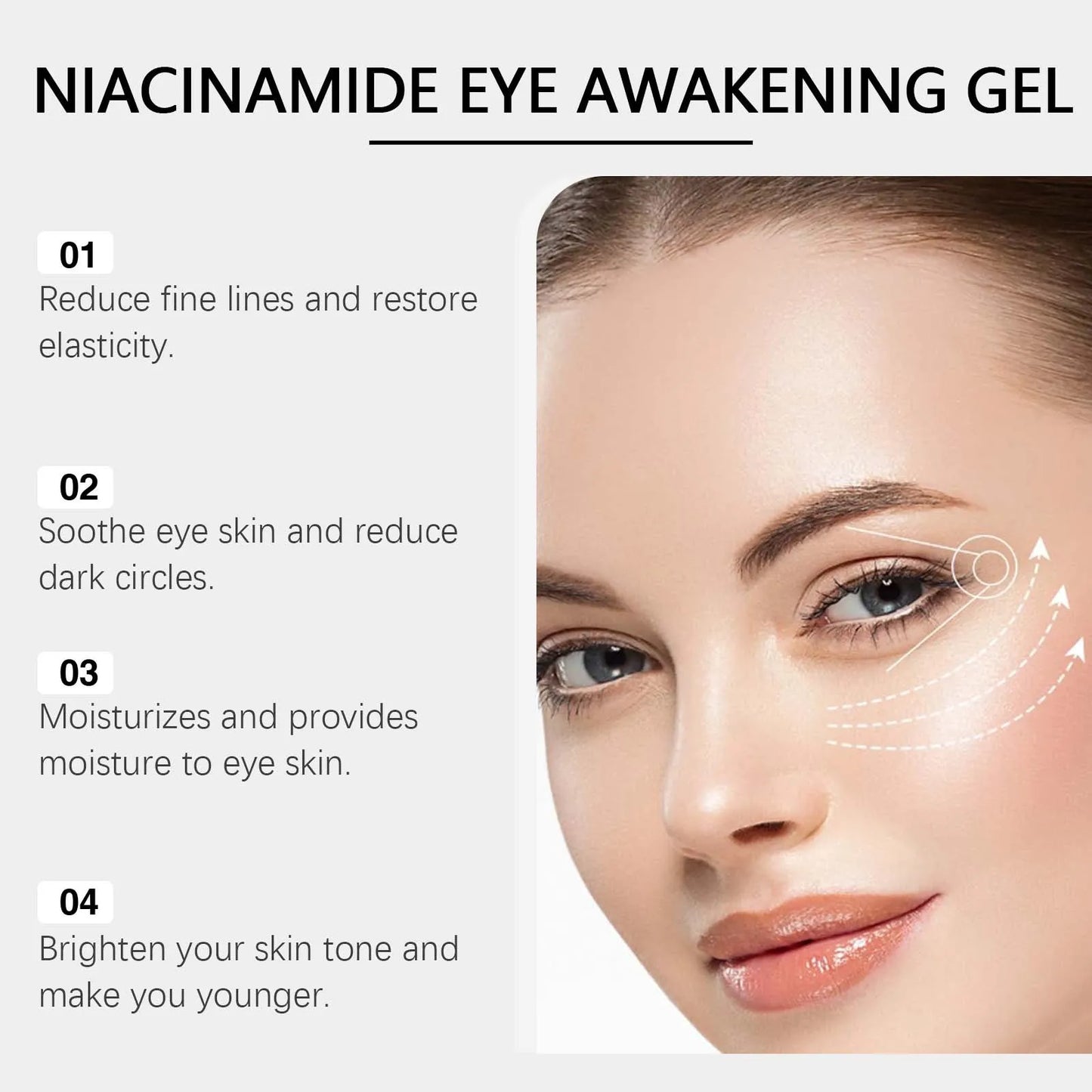 Nicotinamide Anti Dark Circles Eye Gel Fine Line Eye Bag Removal Against Puffiness Refresh Brightening Firming Eye Gel