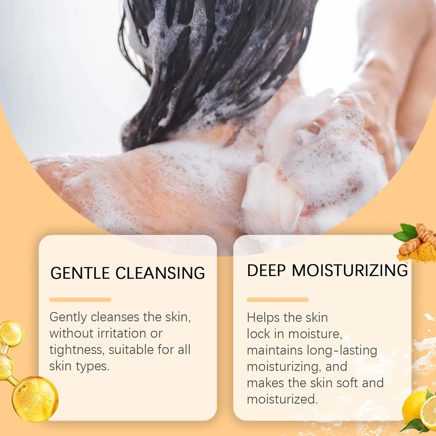 Turmeric Kojic Acid Soap Lemon Cleansing Face Lightening Dark Skin Shrink Pores Brightening Skin Exfoliating Soap