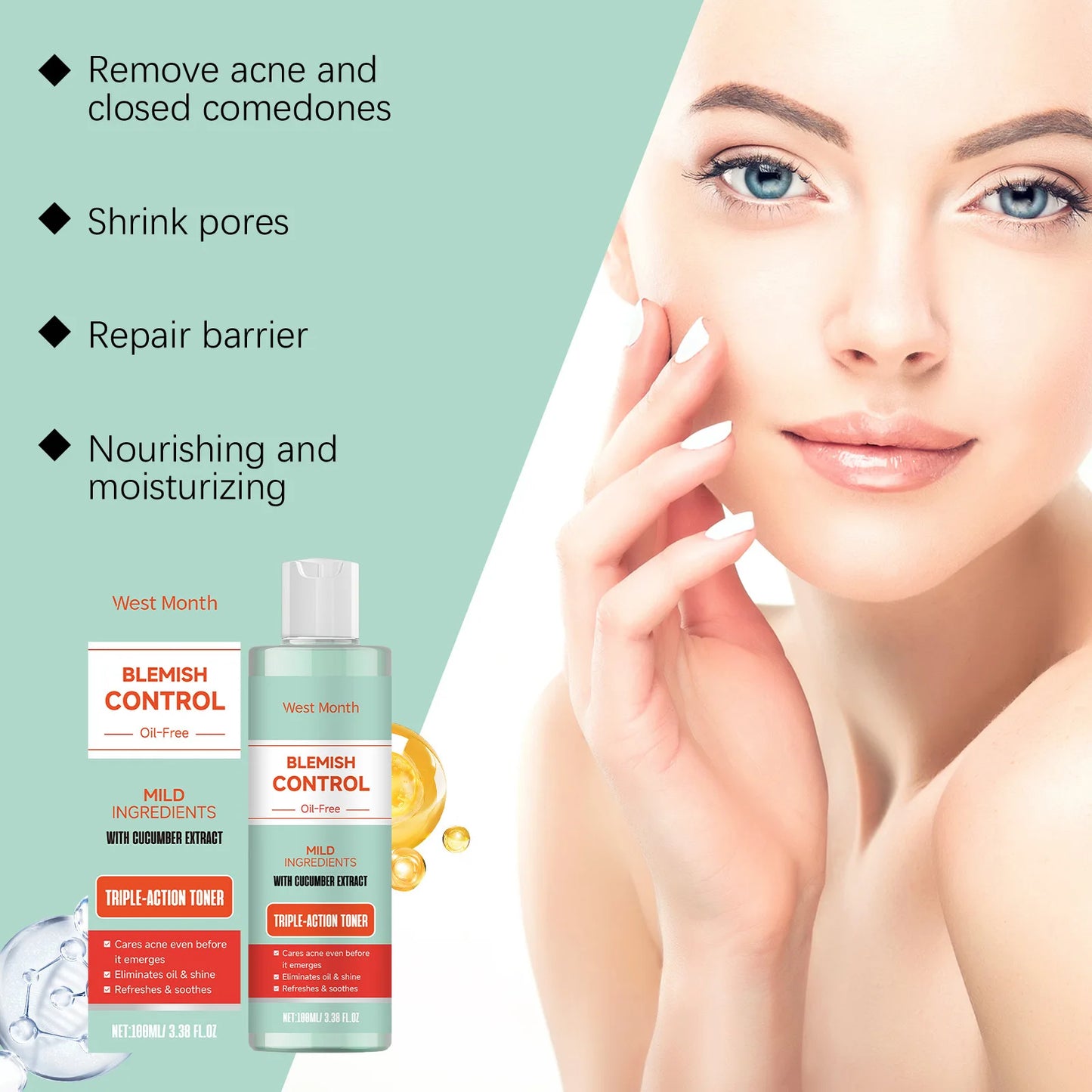 Anti Acne Facial Toner Shrink Pores Nourish Face Hydrating Oil Control Repair Pimple Acne Soothe Face Toner