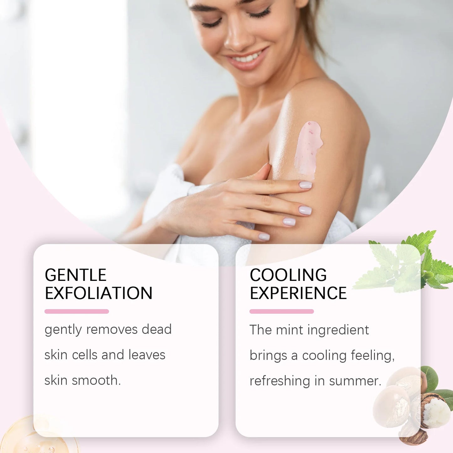 Mint Pearl Body Scrub Cream Mild Remove Dead Skin Enhance Smoothness Moisturizing Deep Cleaning Body Exfoliating Cream