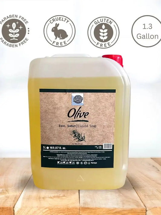 Olive Liquid Soap - 1.3 Gallon (5L) | Paraben-Free, Cruelty-Free, Made in Turkey