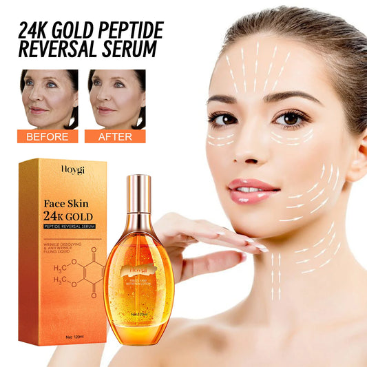 24k Gold Wrinkle Remover Serum Anti Aging Fine Line Reduce Puffiness Firming Moisturizing Brightening Facial Serum