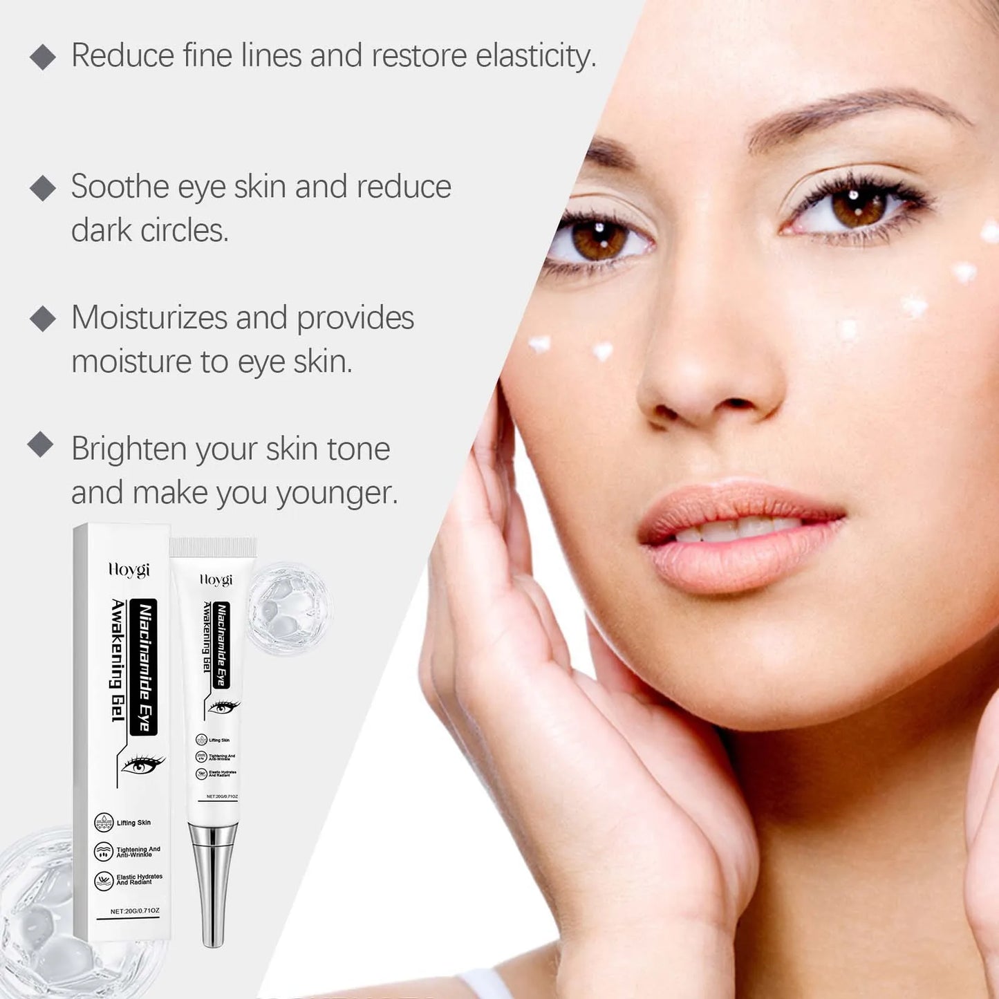 Nicotinamide Anti Dark Circles Eye Gel Fine Line Eye Bag Removal Against Puffiness Refresh Brightening Firming Eye Gel