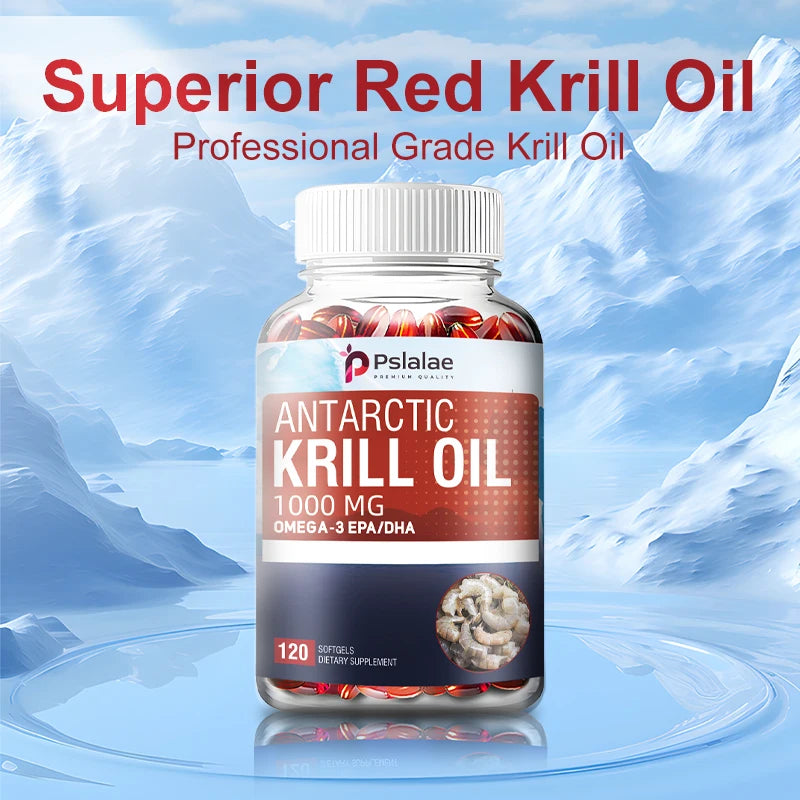Antarctic Krill Oil 1000mg - Contains OMEGA-3 EPA/DHA for Brain, Joint and Skin Health - 120 Capsules