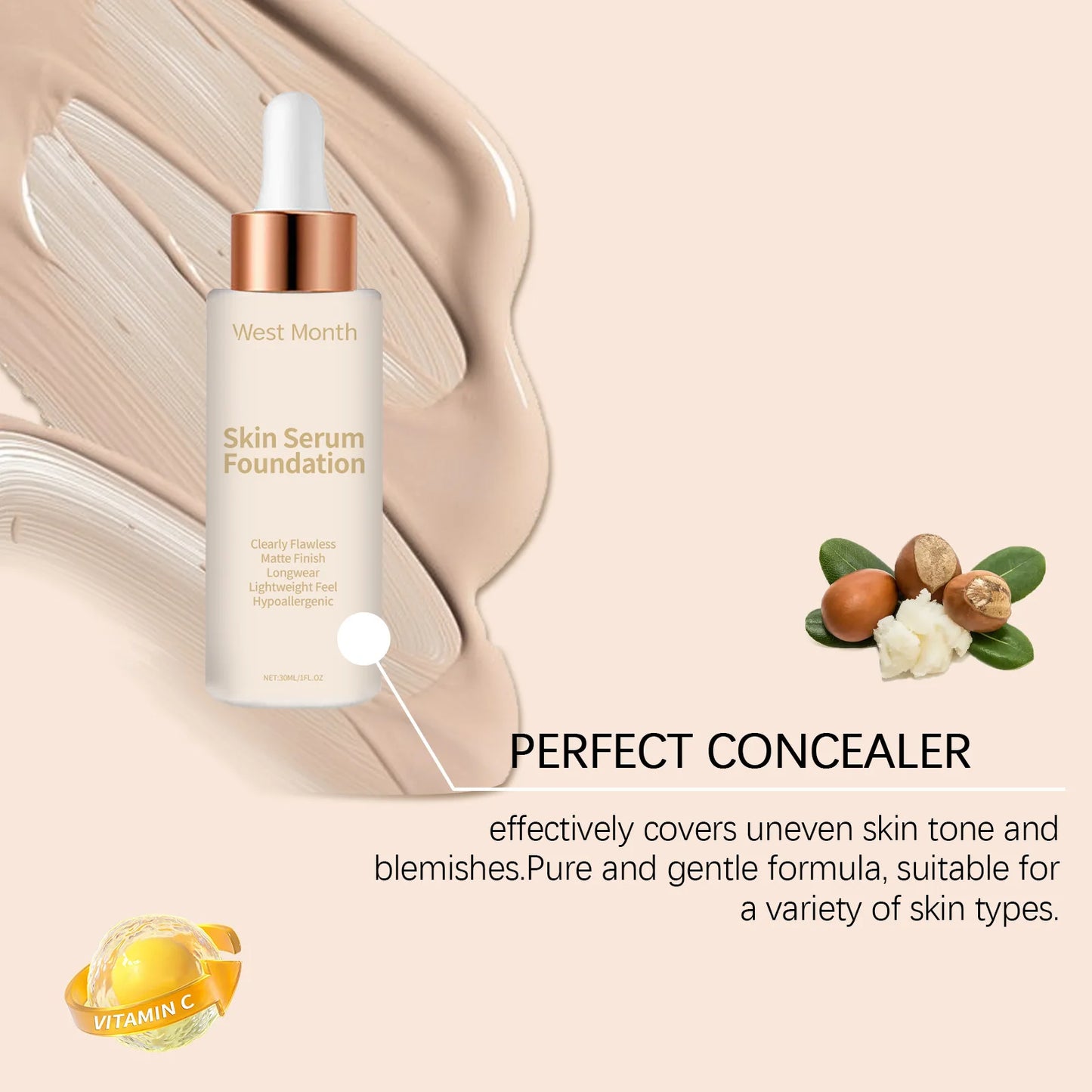 Concealing Foundation Lightweight Base Makeup Waterproof Oil Control Long Lasting Hydrating Matte Foundation
