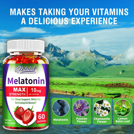 Melatonin Gummies 10mg - Support Sleep and Help You Fall Asleep Faster, Improve Sleep Quality - 60 Gummies