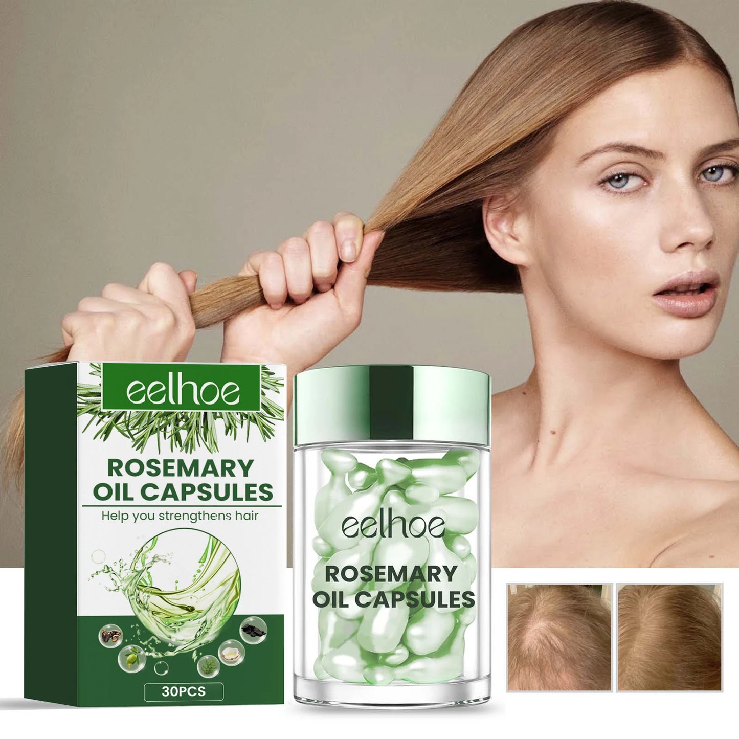 Rosemary Hair Care Series Promote Hair Growth Nourish Strengthen Roots Relieve Scalp Tension Dense Hair Oil With Brush