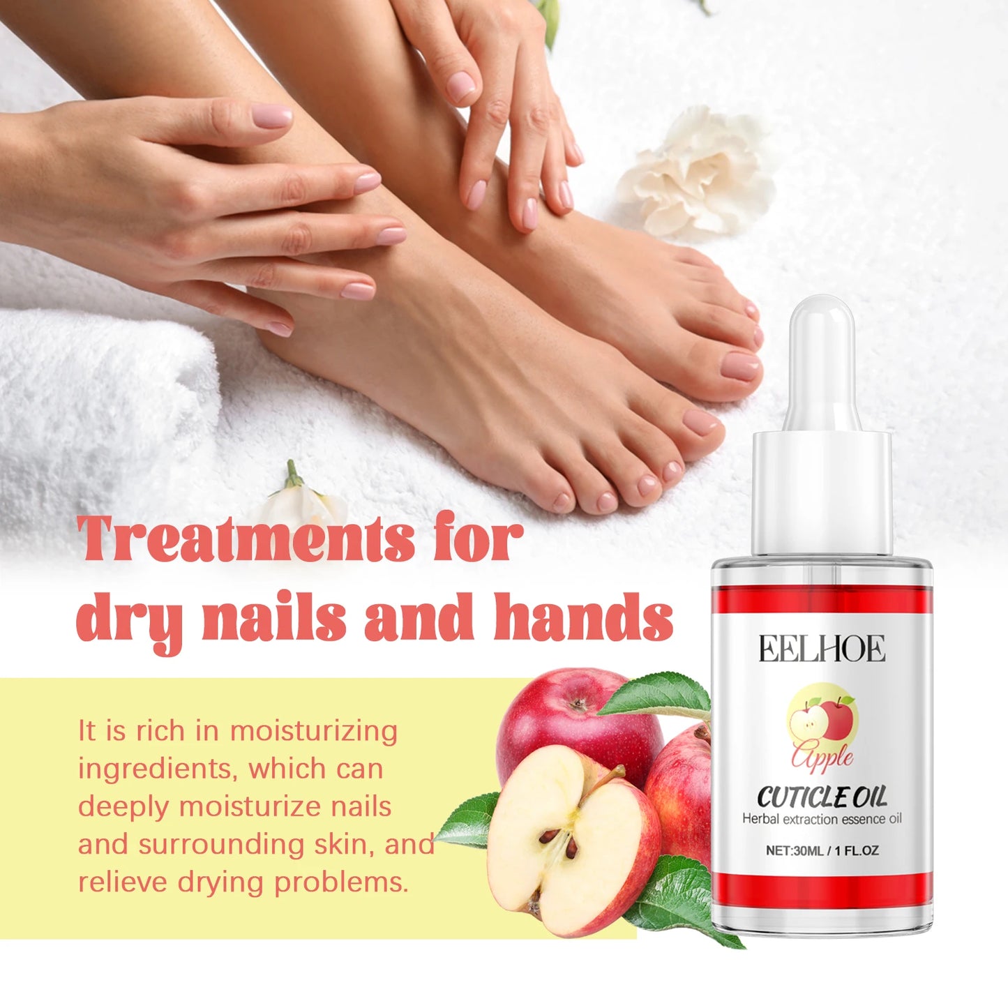 Apple Scent Nail Care Oil Cuticle Remover Repair Dry Damaged Nails Moisturizing Brighten Hand Nail Polish Care Oil