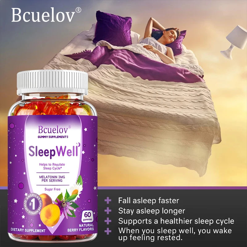 Sleep Gummies - Fight Insomnia, Support Immunity, Relieve Stress - With Melatonin Extract