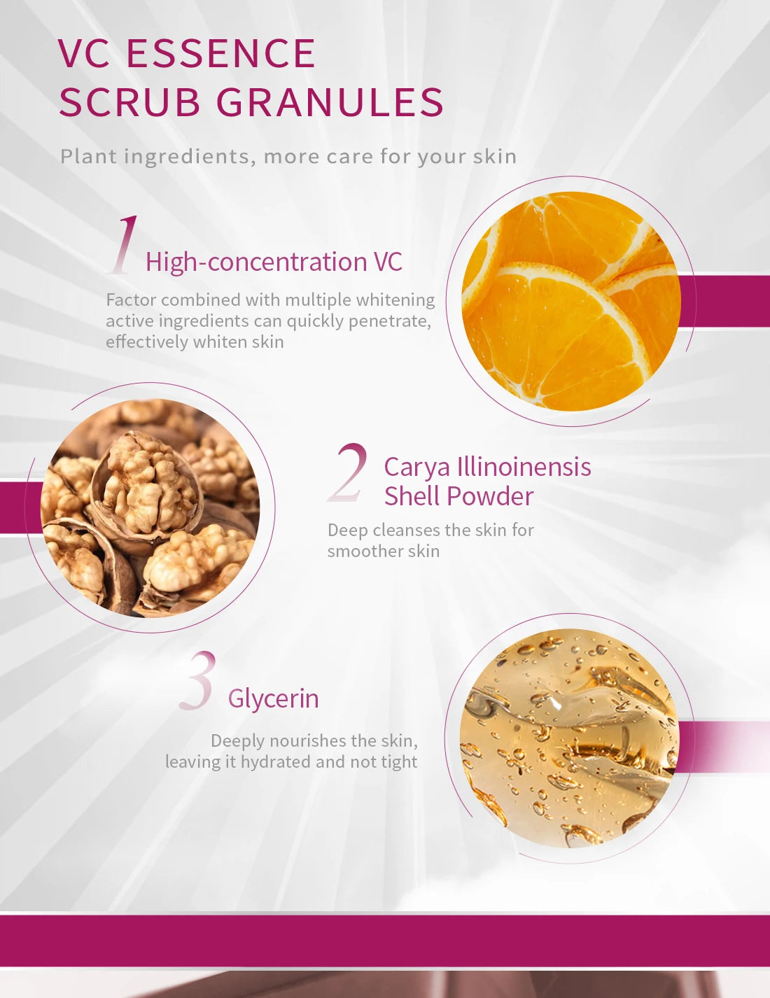 Vitamin C Walnut Scrub Deep Cleansing Soft Cuticle Body Bath Scrub Nicotinamide Brightening and Whitening Bath Products