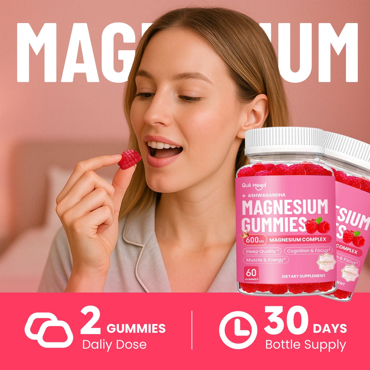 Magnesium Glycinate Advanced Complex Gummies - With Ashwagandha, Magnesium, Calcium, VB6, CQ10 for Calm Support & Sleep