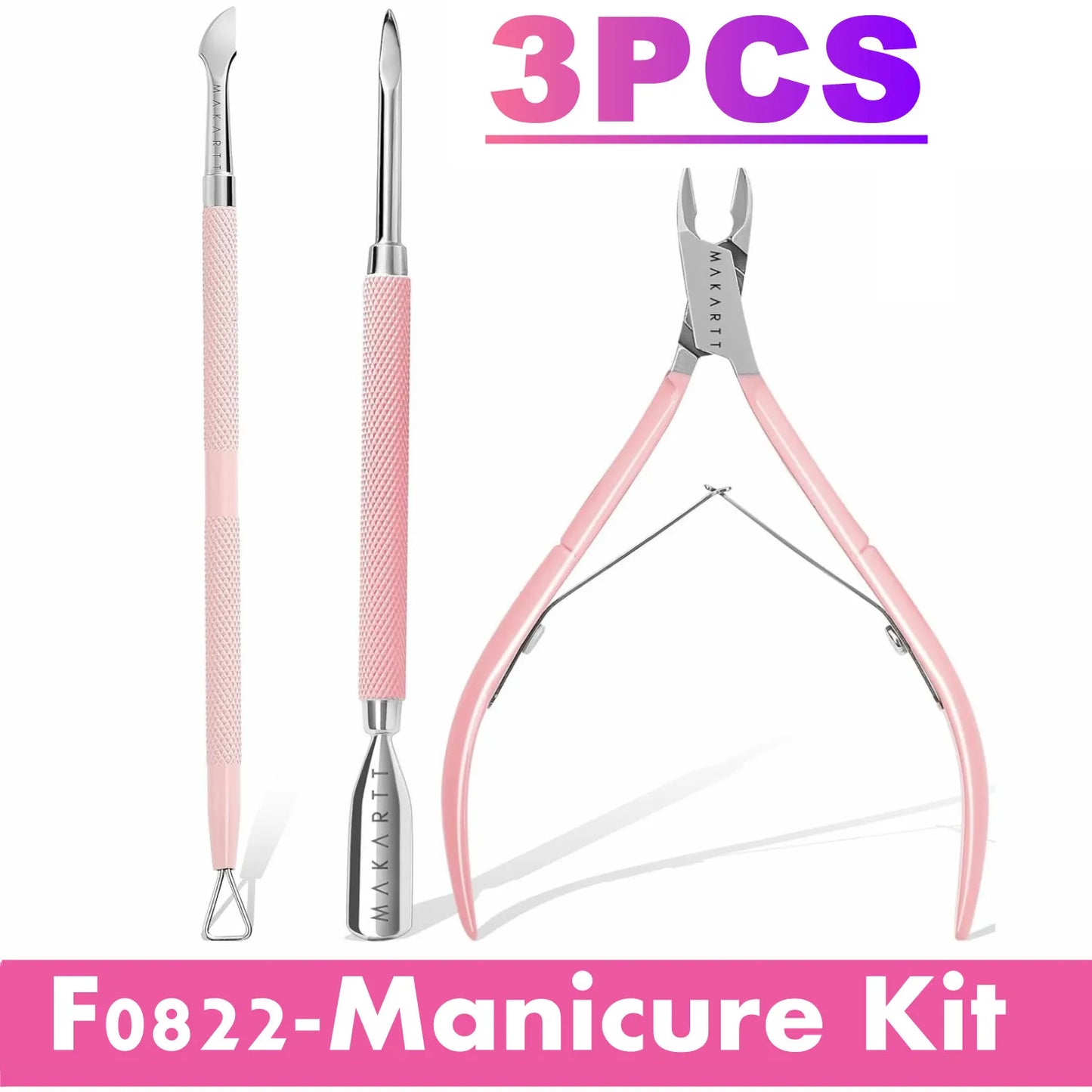 Nail File and Buffer Set, Pink Basic Prep Kit with Cuticle Clipper, Trimmer, Pusher, Brush, Manicure Care Kit