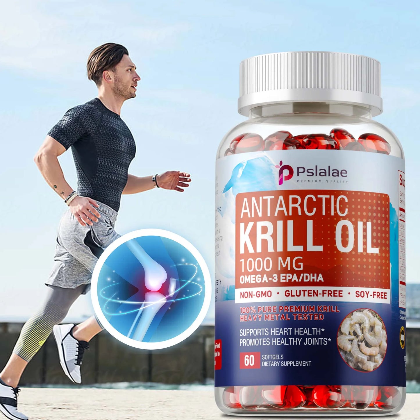 Antarctic Krill Oil 1000mg - Contains OMEGA-3 EPA/DHA,Good for Heart and Joint Health, Improve Memory - 60 Capsules