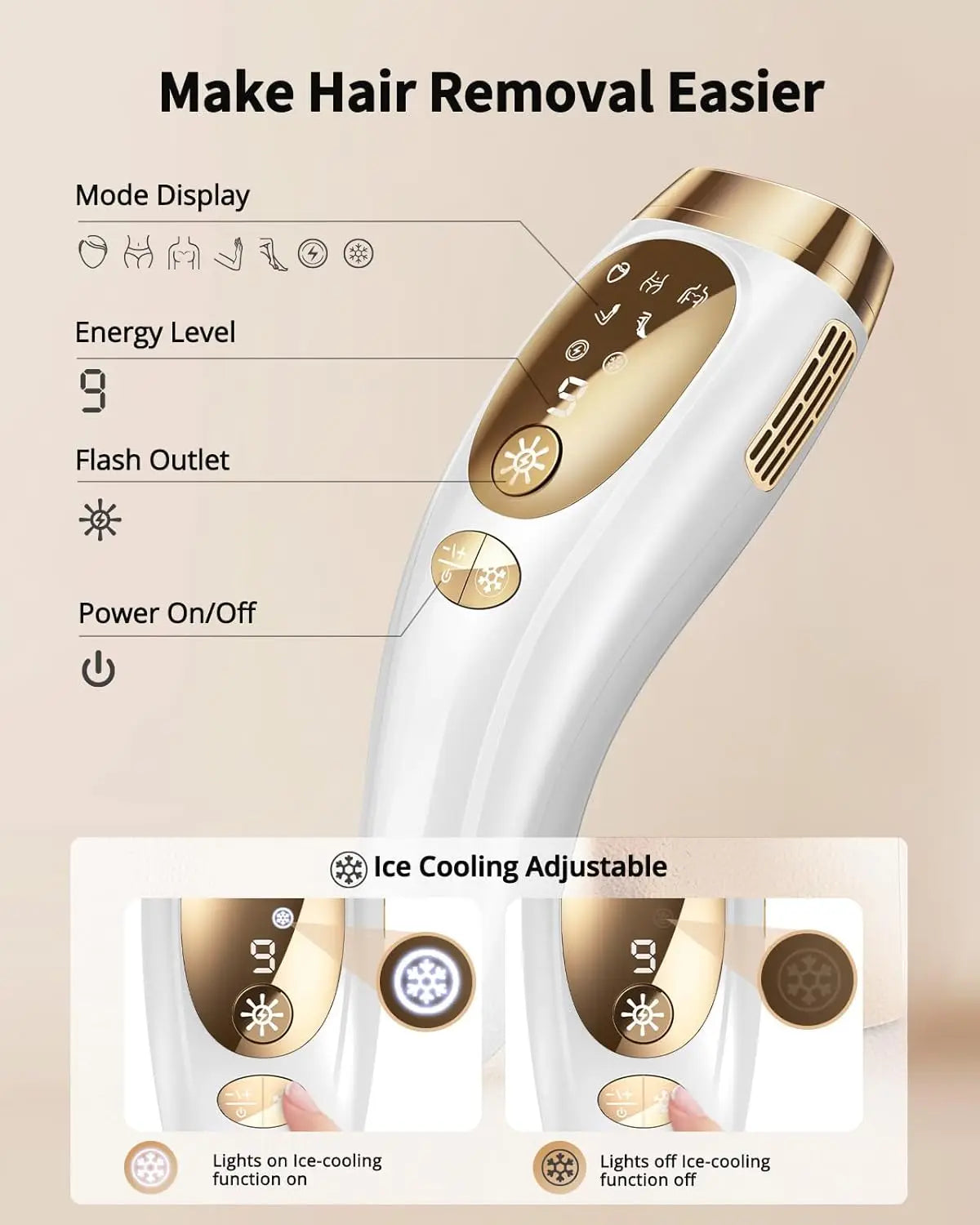 Hair Removal Unlimited Flashes 9 Gears Laser Ice-Cooling Painless Electric Depilator For Men Women Body Bikinis intimate