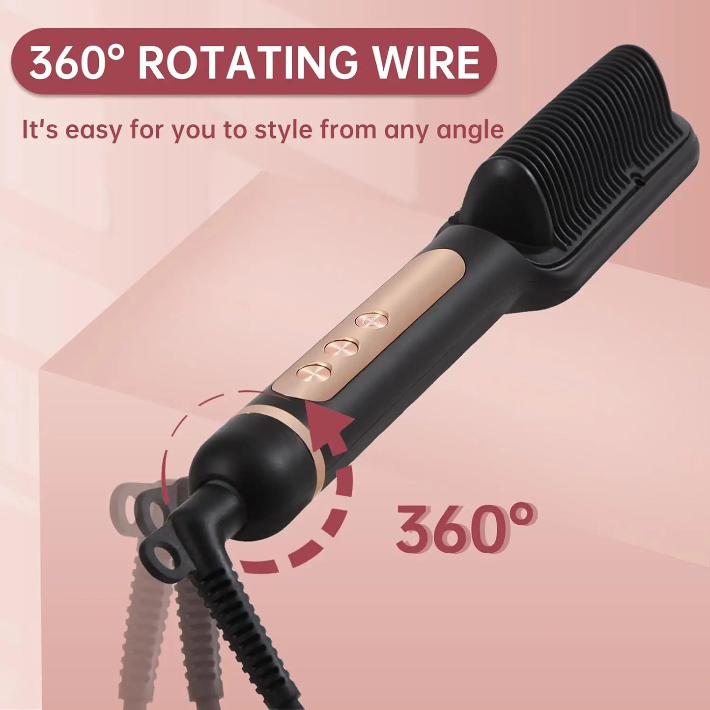 Negative Ionic Hair Straightener Brush, Fast Heating, Anti-Scald & Auto-Shut Off Hair Brush Straightener for Women