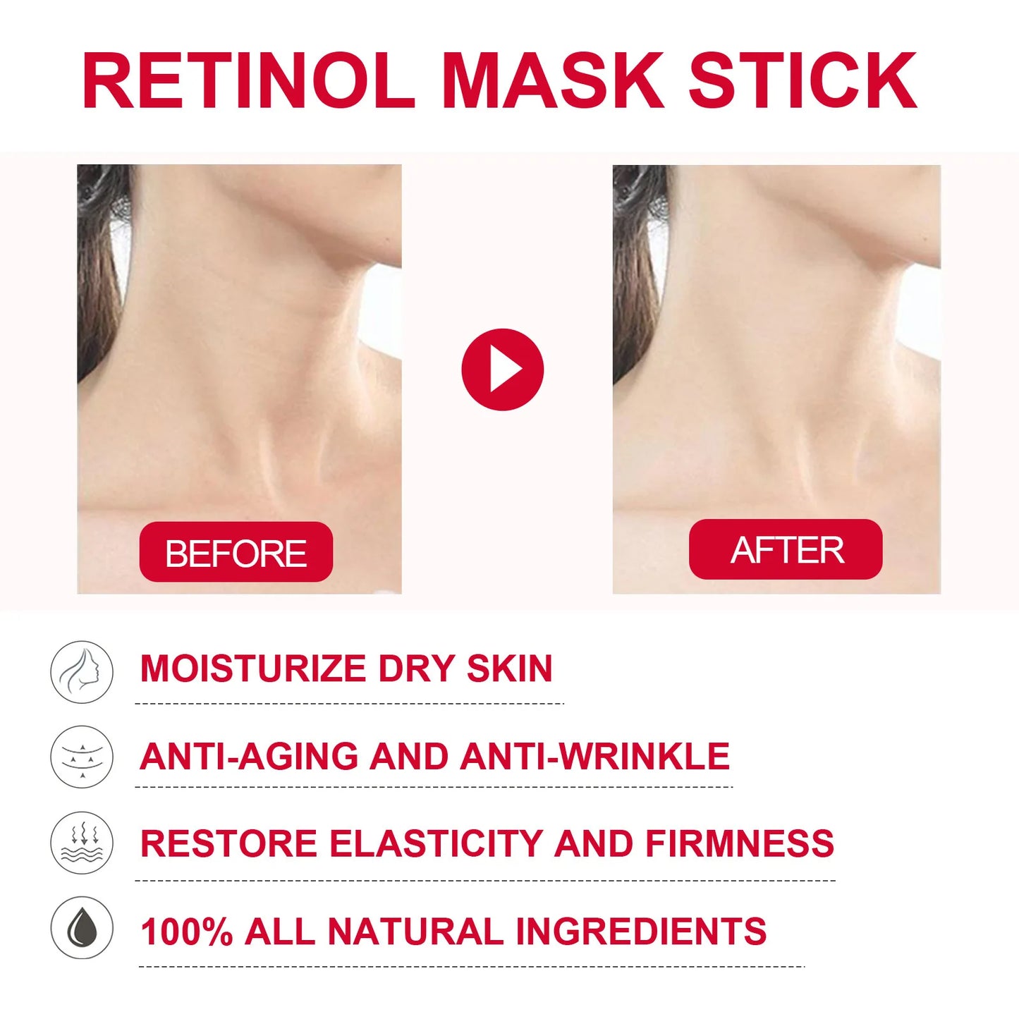 Retinol Mask Stick Moisturizes, Hydrates, Wrinkles & Brightens, Diminishes Fine Lines, Firms & Firms Facial Balm