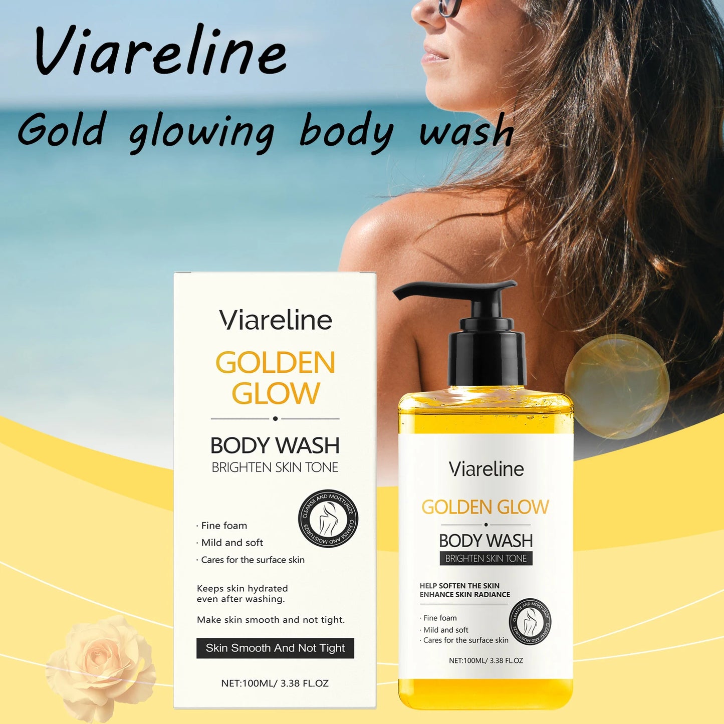 Gold Body Shower Gel Rich Foam Deeply Cleaning Body Dirt Reduce Roughness Brightening Skin Tone Refreshing Body Wash