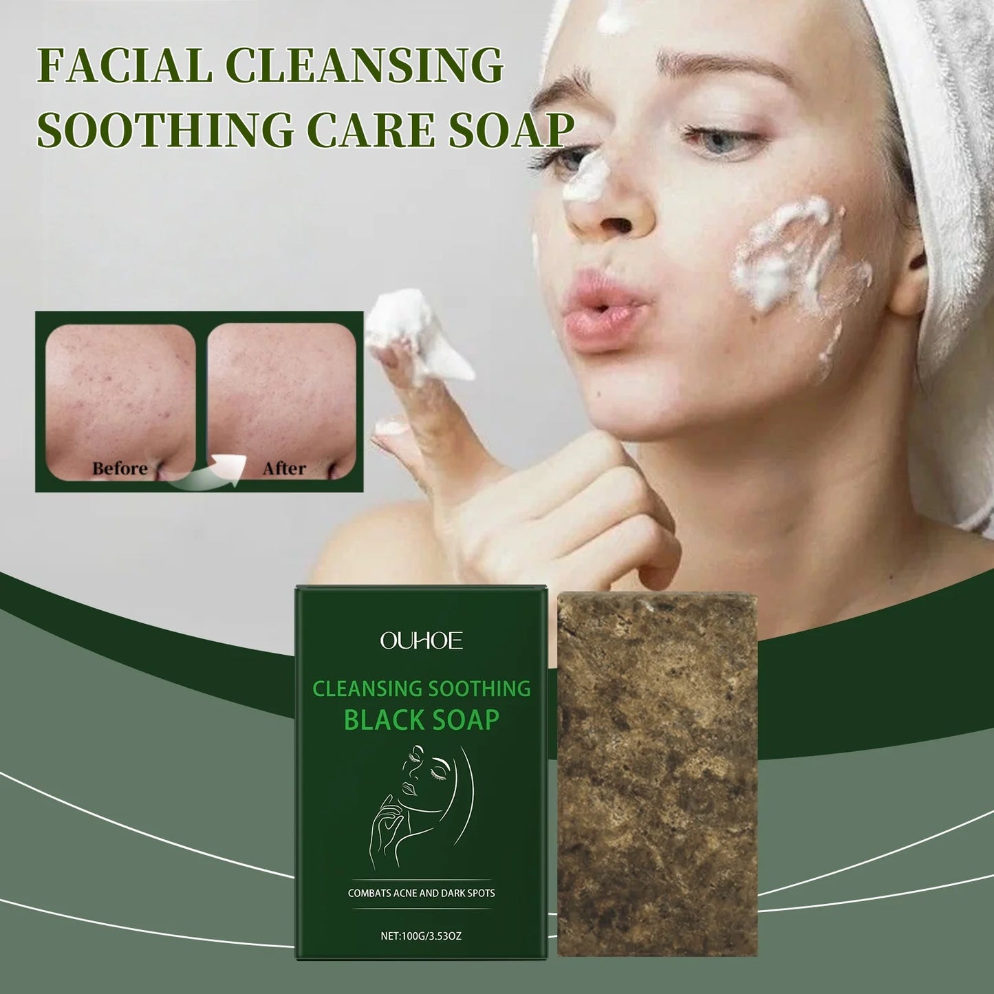 Facial Cleansing Care Soap Gentle Cleansing Elastic Delicate Improves Skin Texture Moisturizing Remove Acne Nourishing Soap