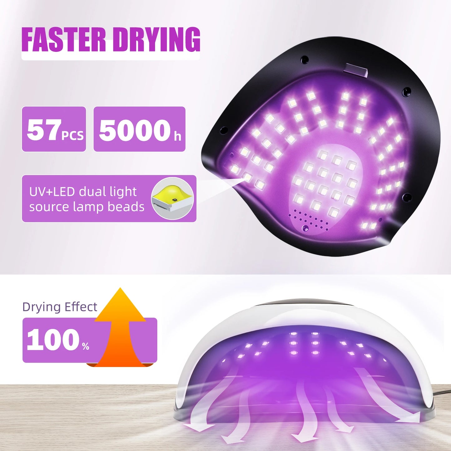 220W LED UV Light Dryer for Nails Gel Polish with 57 Lamp Beads 4 Timer Setting & LCD Touch Display Screen
