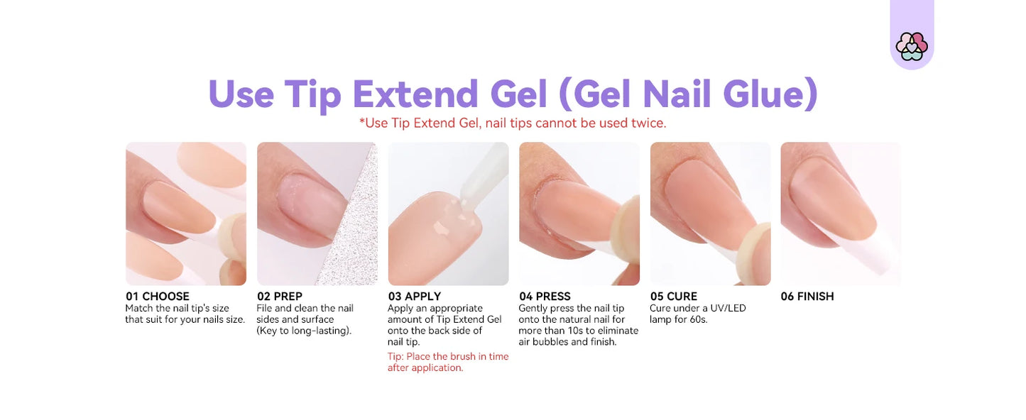 French Gel X Nail Kit 90pcs Extra Short Square Press On Nails with Nail Glue Gel UV LED Nail Lamp Nail Supplies