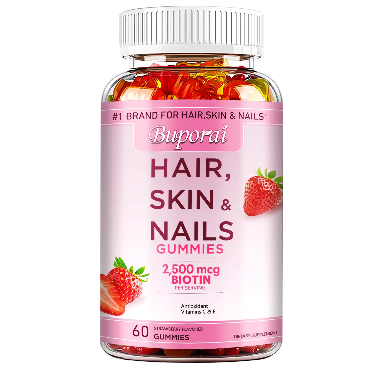Hair, Skin and Nails Gummies - Antioxidant, Supports Healthy Hair, Skin and Nails, Maintains Vitality - 60 Gummies