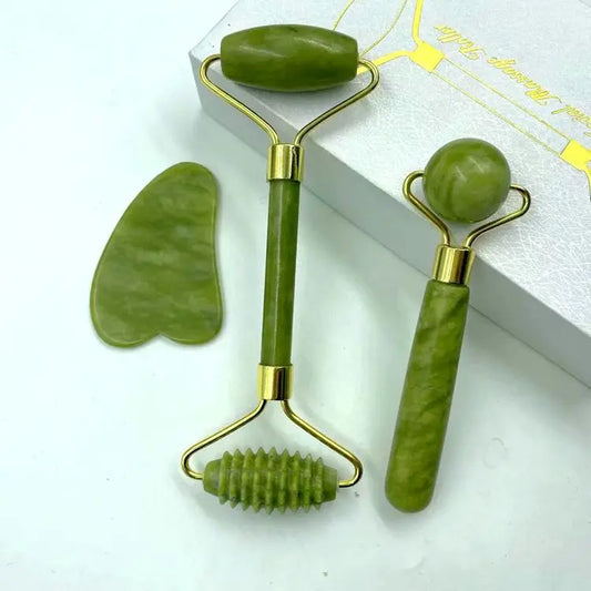 Face Skin Massage Rollers Natural Stone Massager Facial Jade Stone Slimming Skin care Massage tools Daily Stress Release