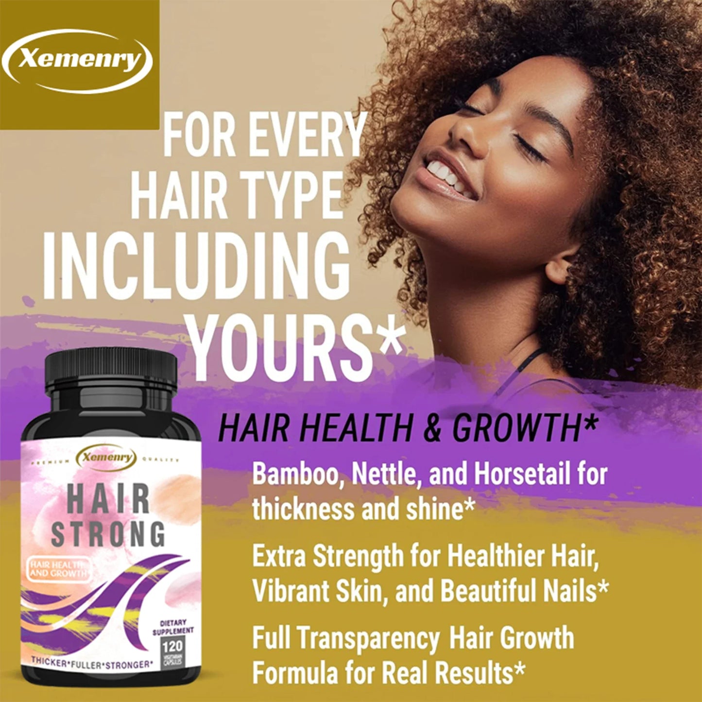 Hair Strong - for Stronger, Thicker, Fuller, Healthier Hair, Skin & Nails - with Biotin, Keratin and Collagen - 120 Capsules