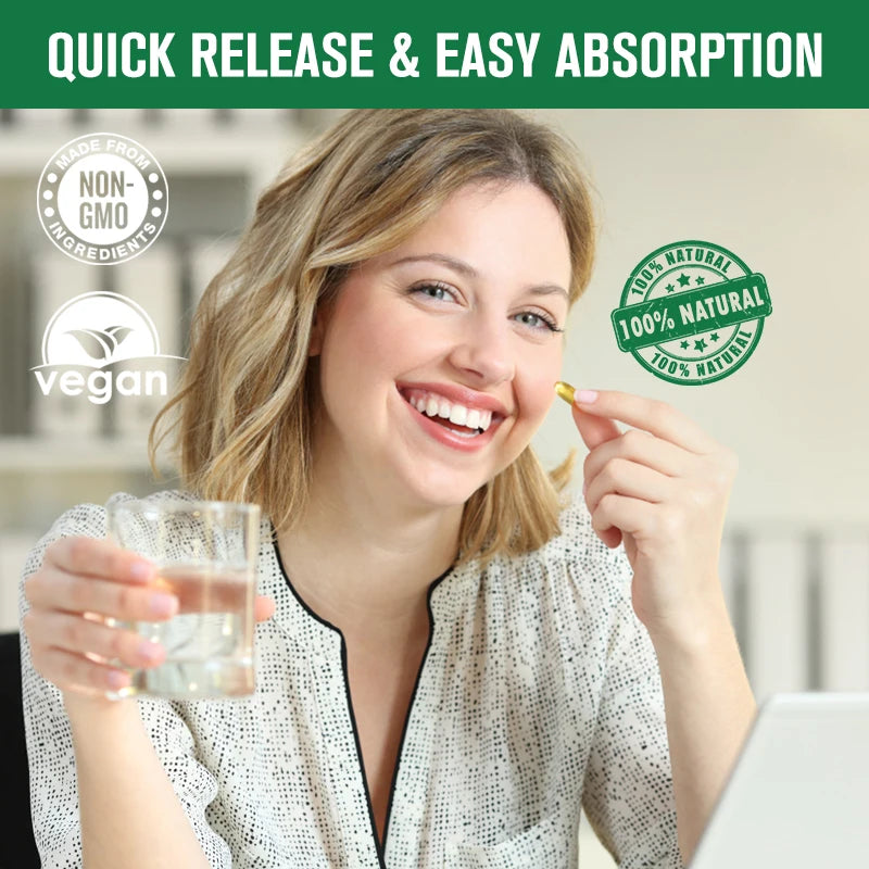 Green People Omega 3 capusles for Skin and Hair Health, and Relieves Stress Overall Health and Immune Support