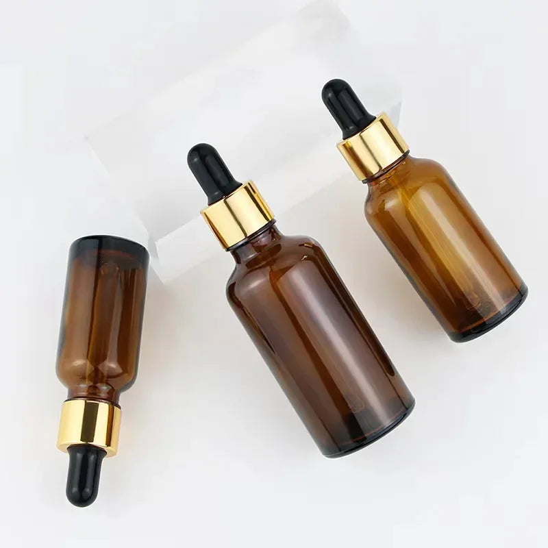 28pcs Golden Empty Dropper Bottle Essential Oil Glass Bottle Refillable Aromatherapy with Funnel Glass Eye Dropper