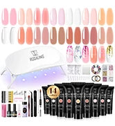 Poly Nail Gel Kit with Mini UV Nail Lamp Crystal Gel for Nail Strengthener Design